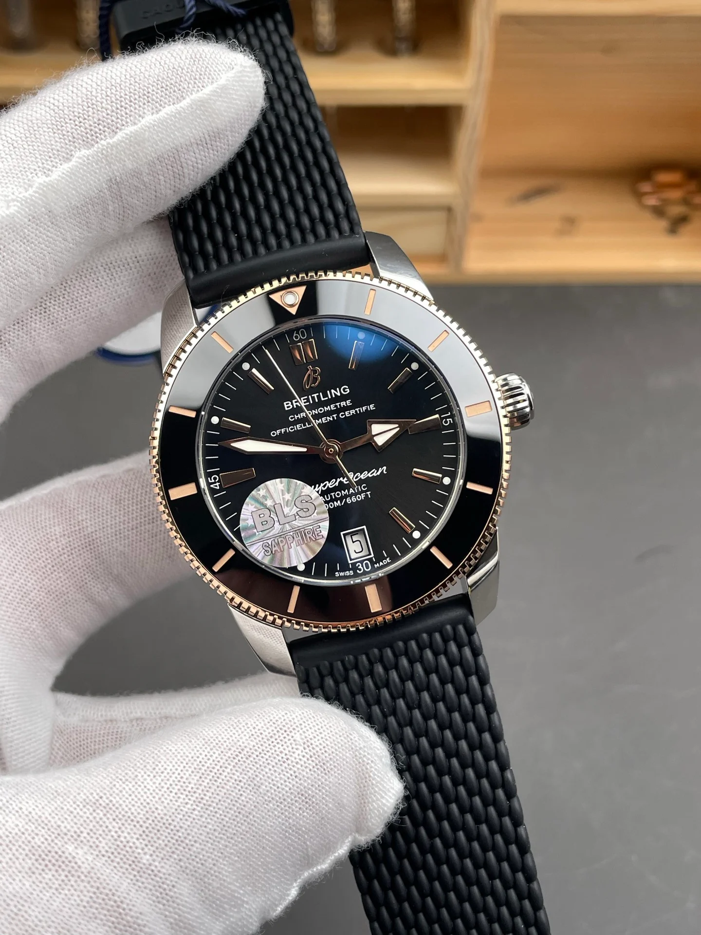 Superocean Heritage Rose Gold Bezel Black Dial