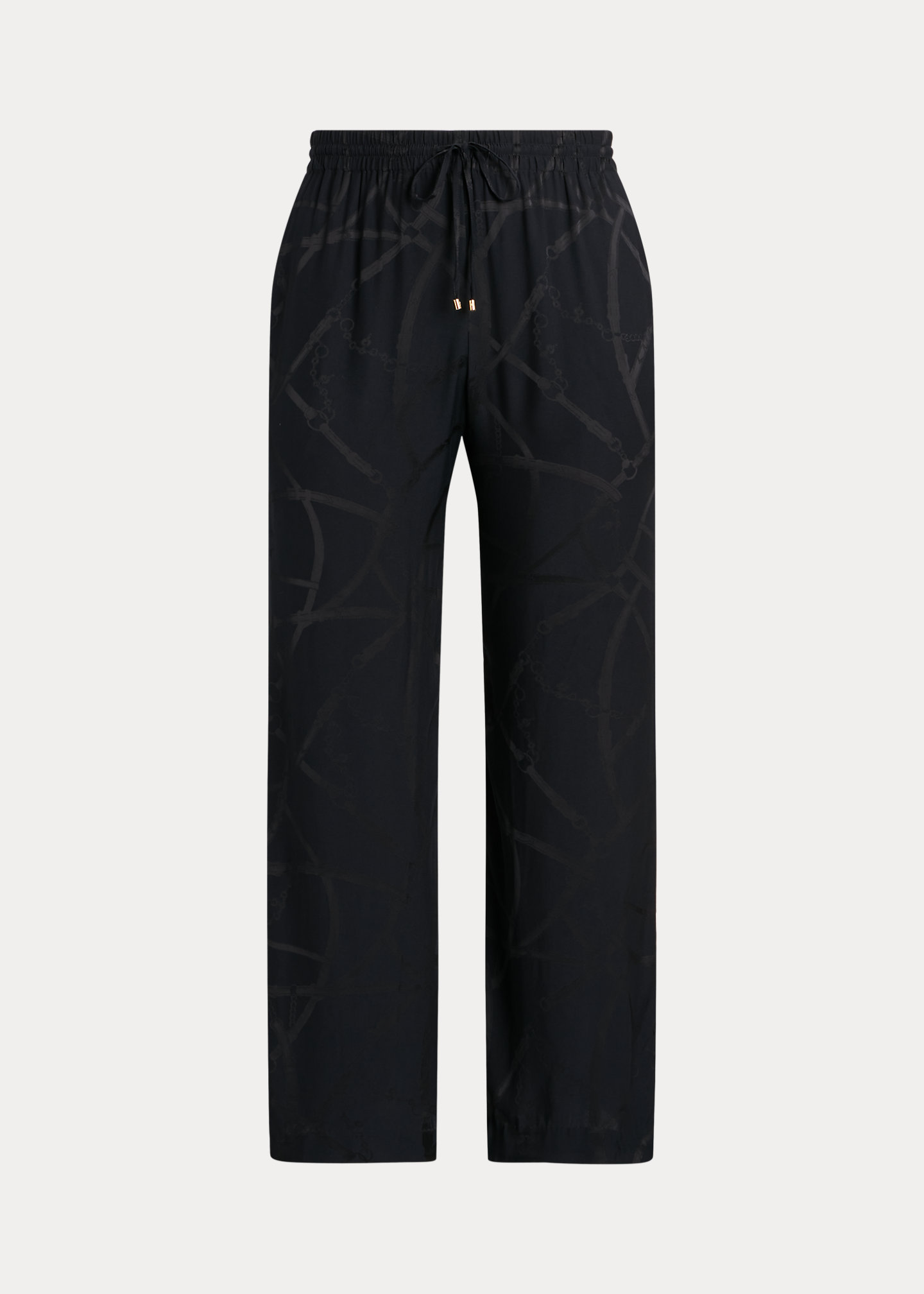 Belting-Motif Jacquard Wide-Leg Pant
