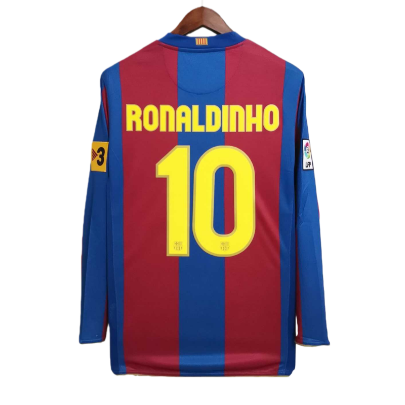 07-08 Barcelona Retro Home Long sleeves 50-Years Anniversary Football jersey