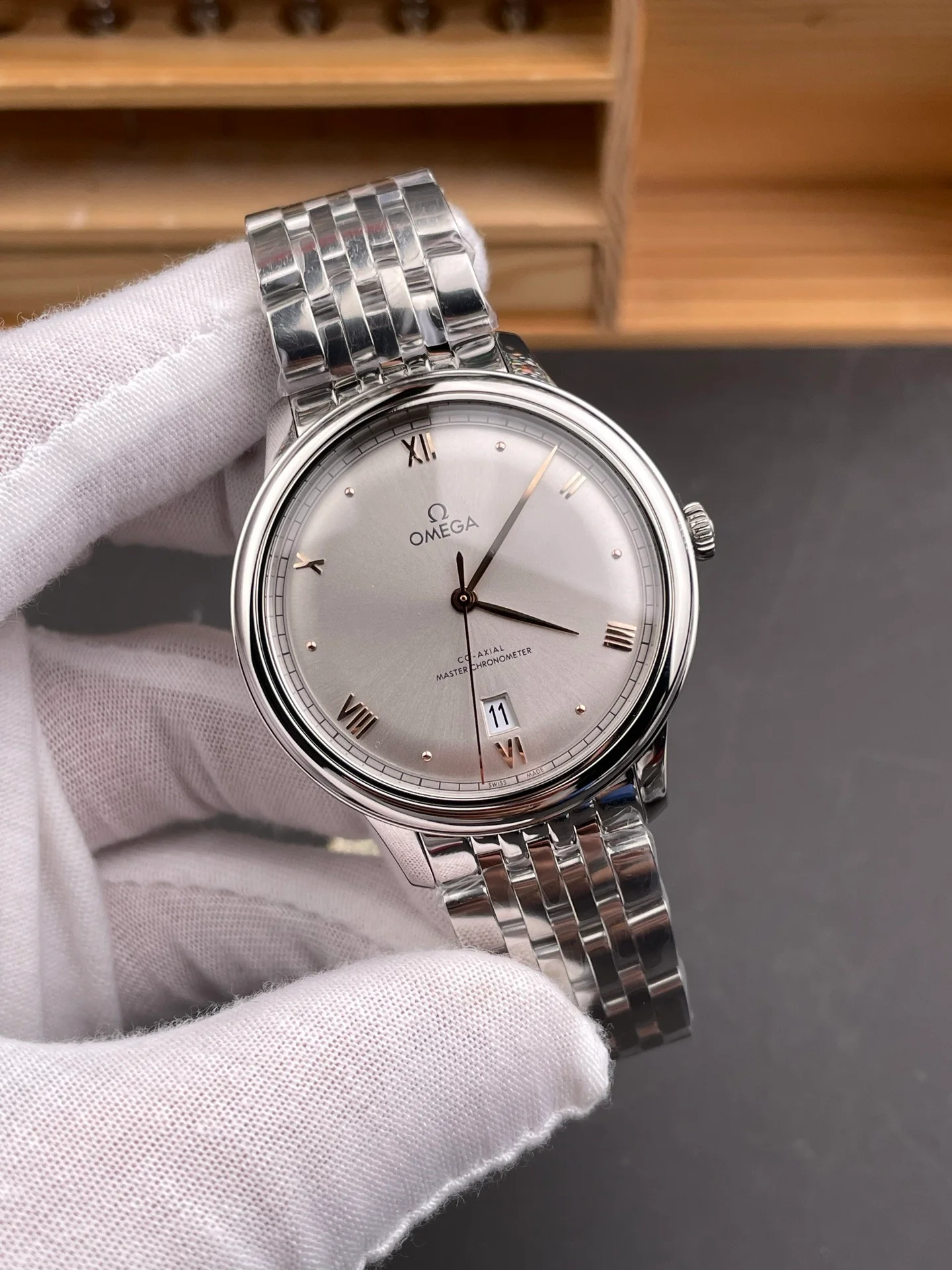 De Ville Gold Needle Silver Dial
