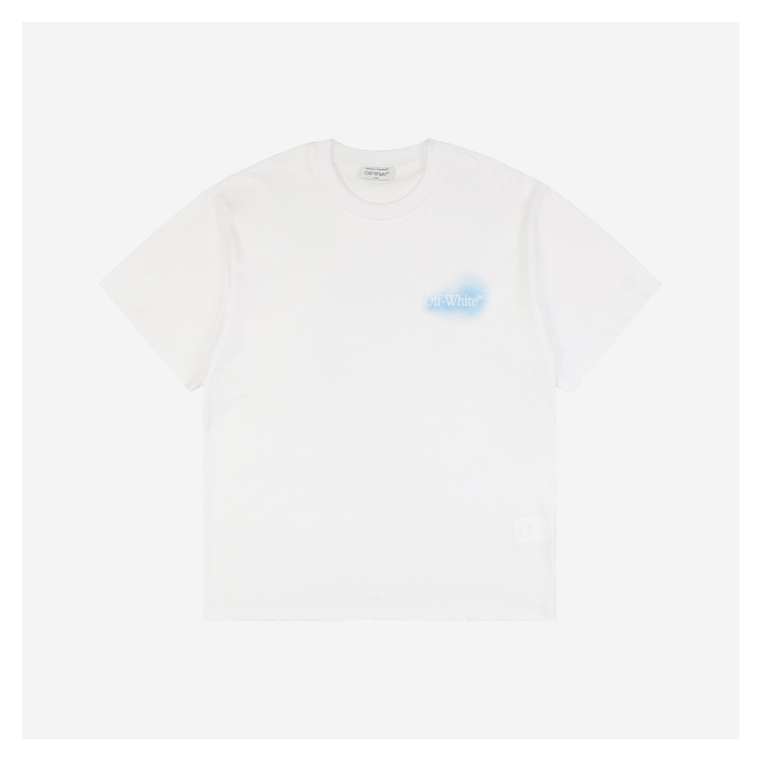OFF WHITE Spray-Paint Arrow Graphic T-Shirt – White/Blue