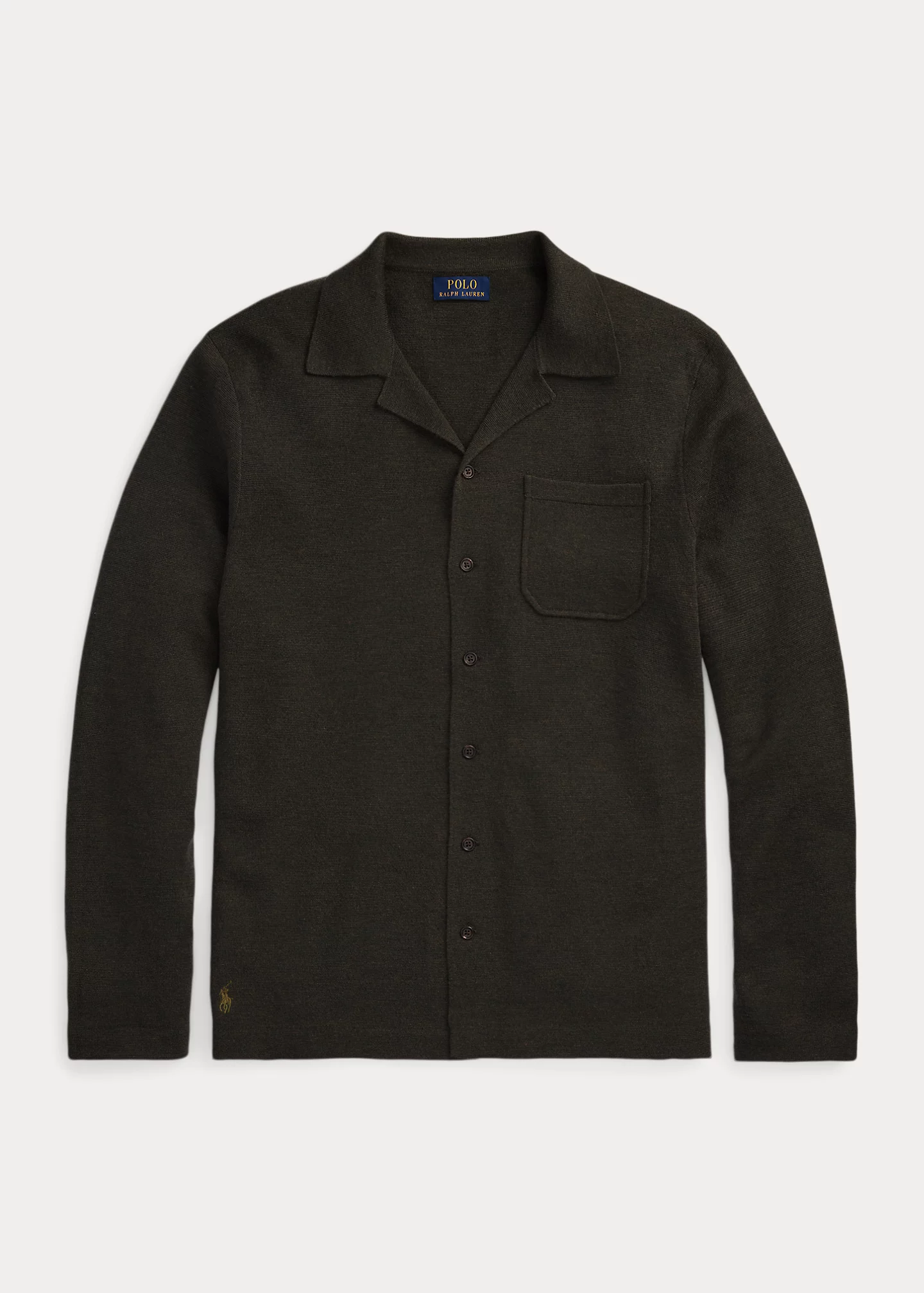 Washable Wool Camp-Collar Cardigan