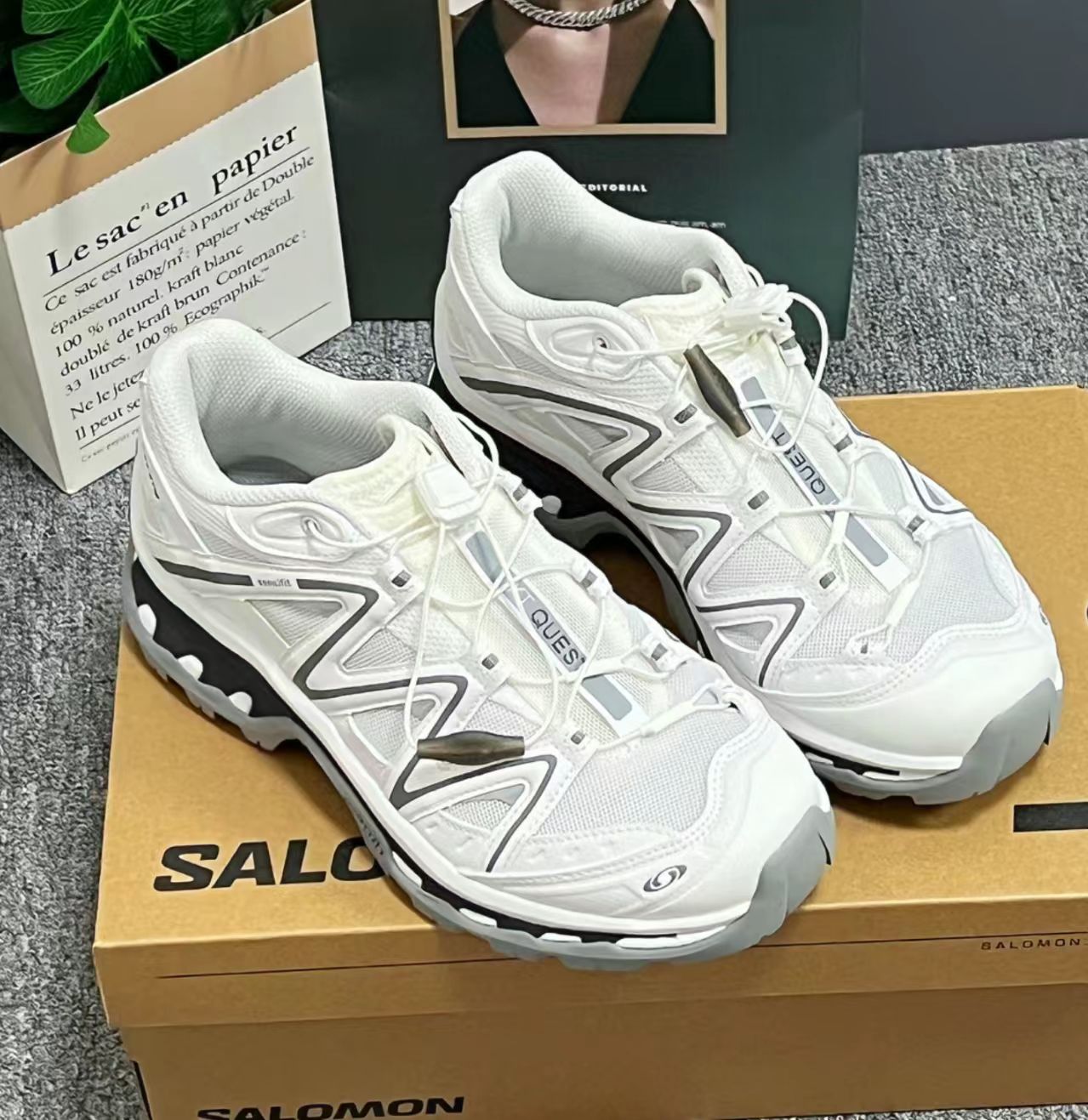 Salomon XA Pro 3D White Grey Mesh Hiking Shoes