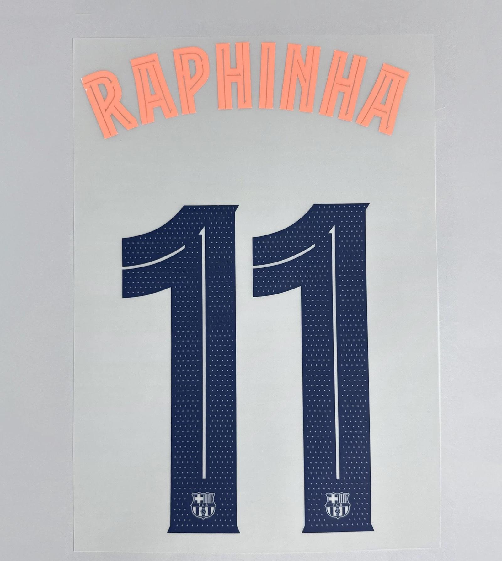 RAPHINHA #11 FC Barcelona 2025-26 Third Away UCL Football Soccer Name & Number Set