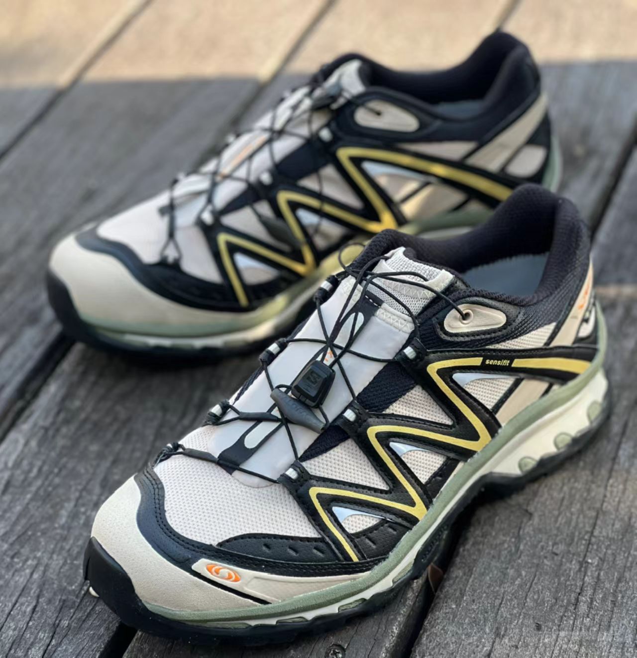 Salomon XA Pro 3D Black Beige Gold Olive Mesh Hiking Shoes