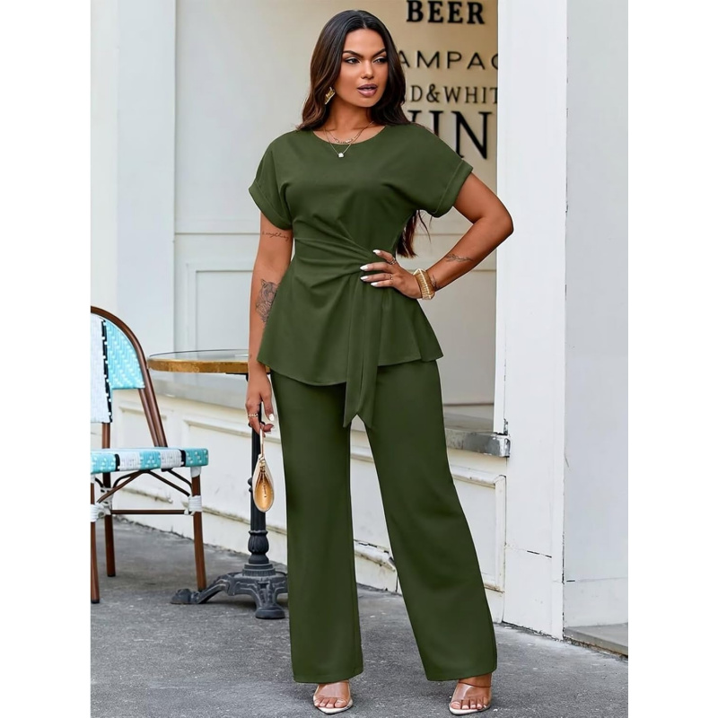 Women's 2 Piece Outfits Short Sleeve Peplum