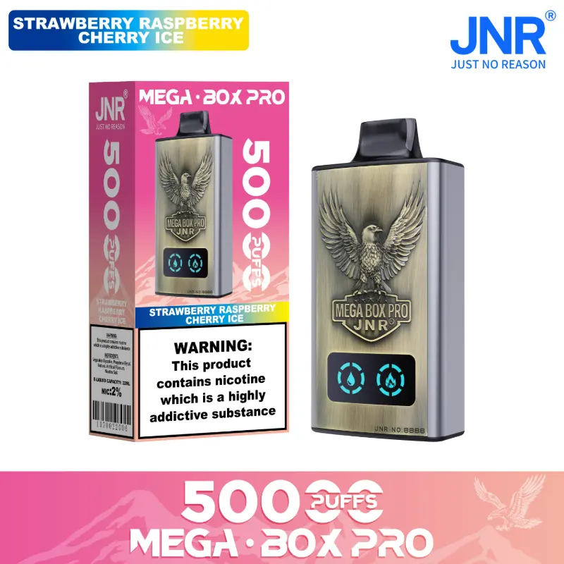 JNR - Mega Box Pro - 50K Puffs - Disposable Vape - Strawberry Raspberry Cherry Ice
