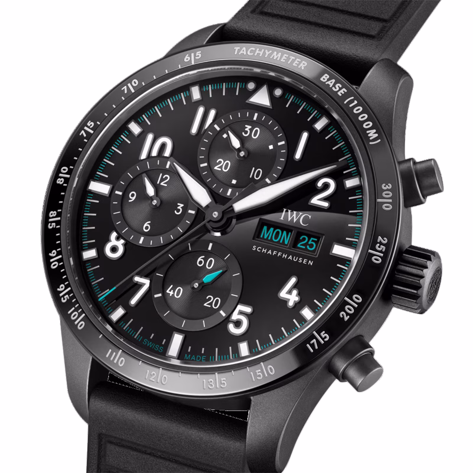 [2026 Mirror Grade]IWC Pilot Performance Chronograph 41mm Mercedes AMG Petronas Formula OneTM Team Mens Watch Black Rubber IW388306