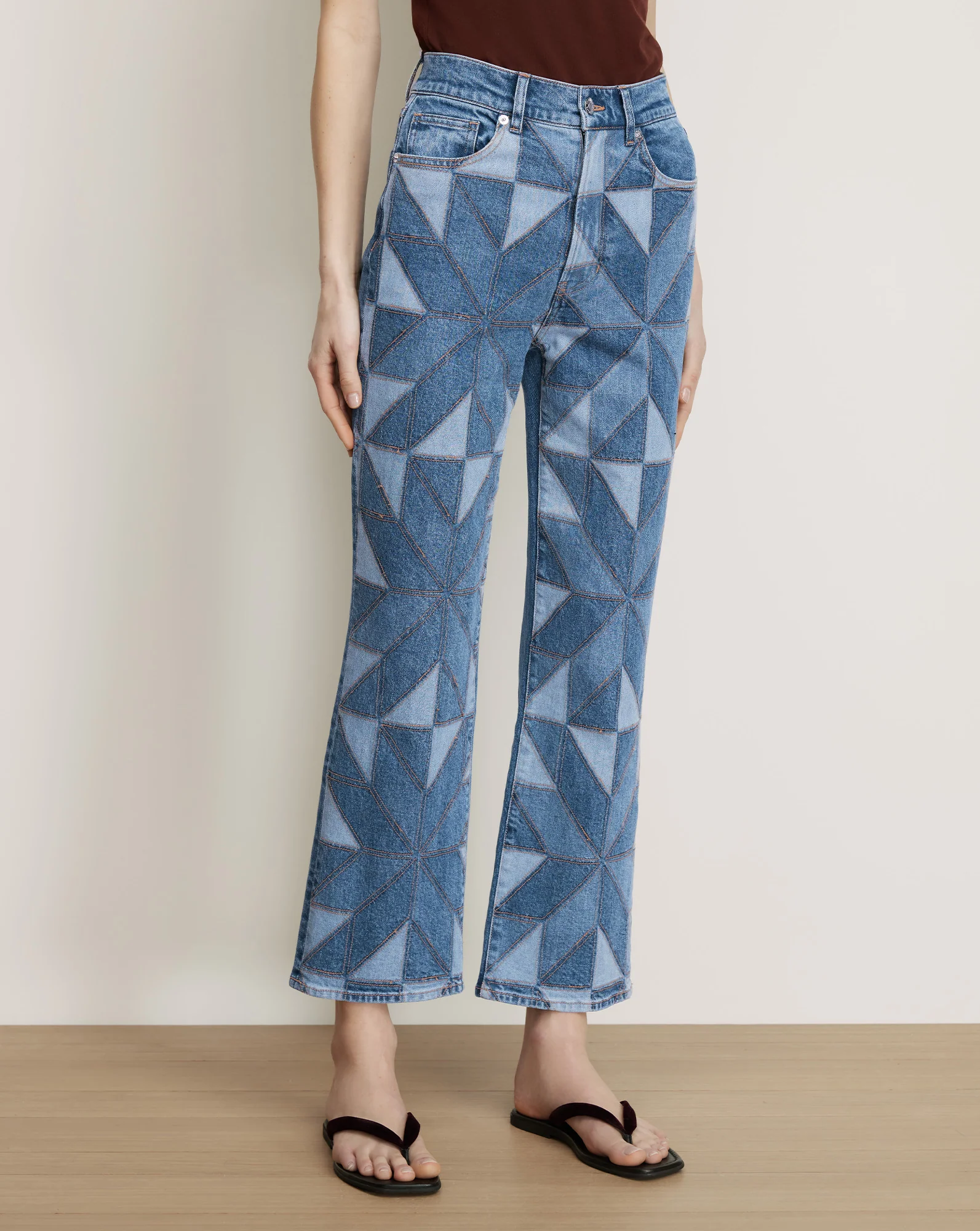 Dylan Quilt-Print Straight-Leg Jean