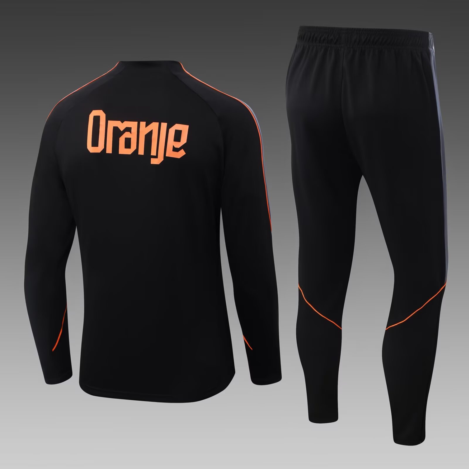 2026 Netherlands Half-Zip Training Suit Black Shirt Set