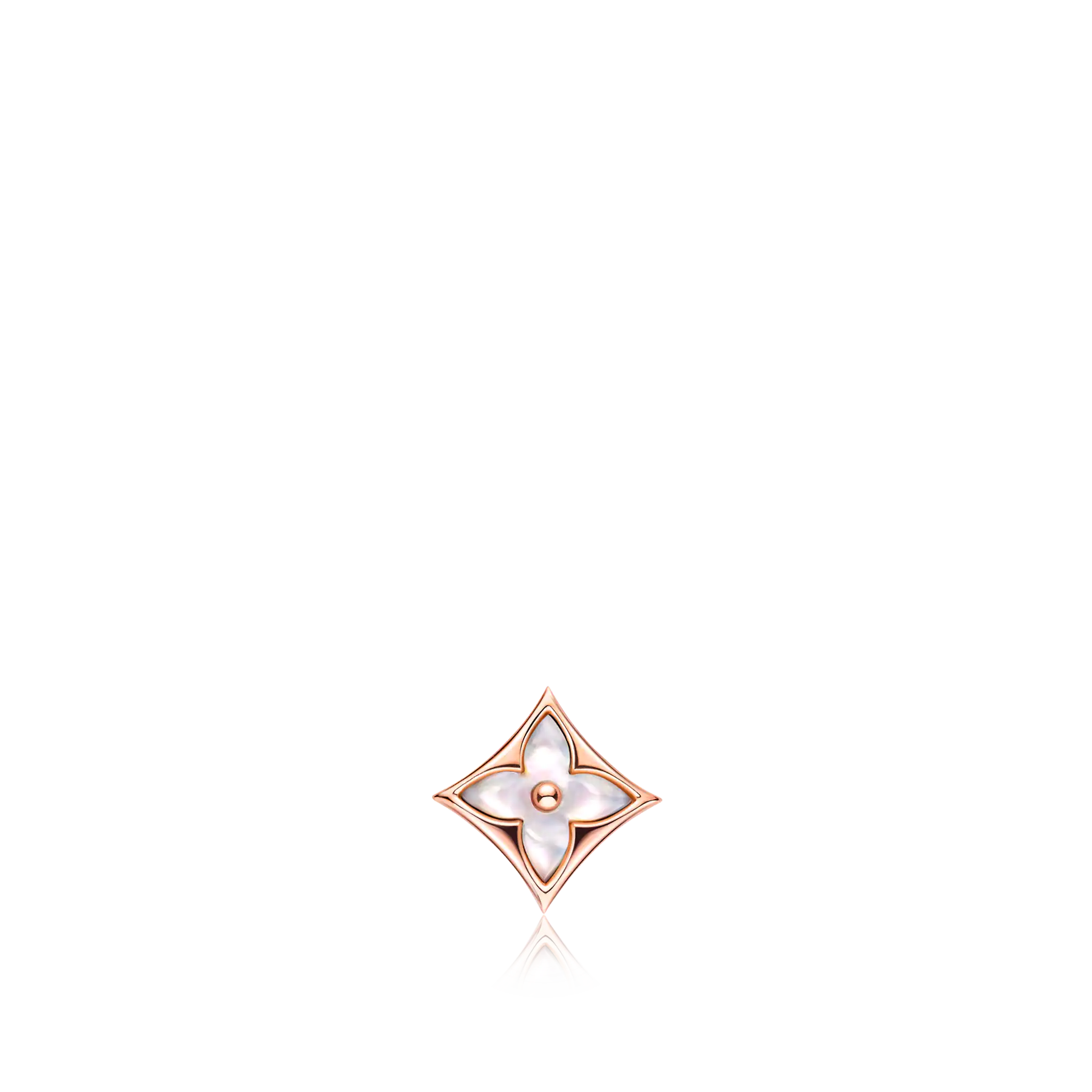 Color Blossom Star Ear Stud, Pink Gold And White Mother-Of-Pearl - Per Unit