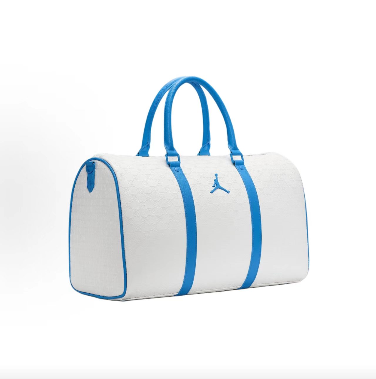 Jordan Allover 23 Embossed Monogram White University Blue Large Duffle Crossbody Bag
