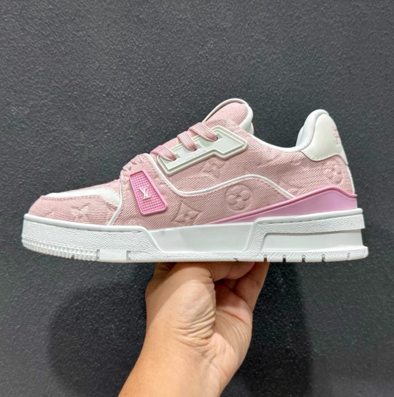 Louis Vuitton LV Trainer Pink Monogram Denim