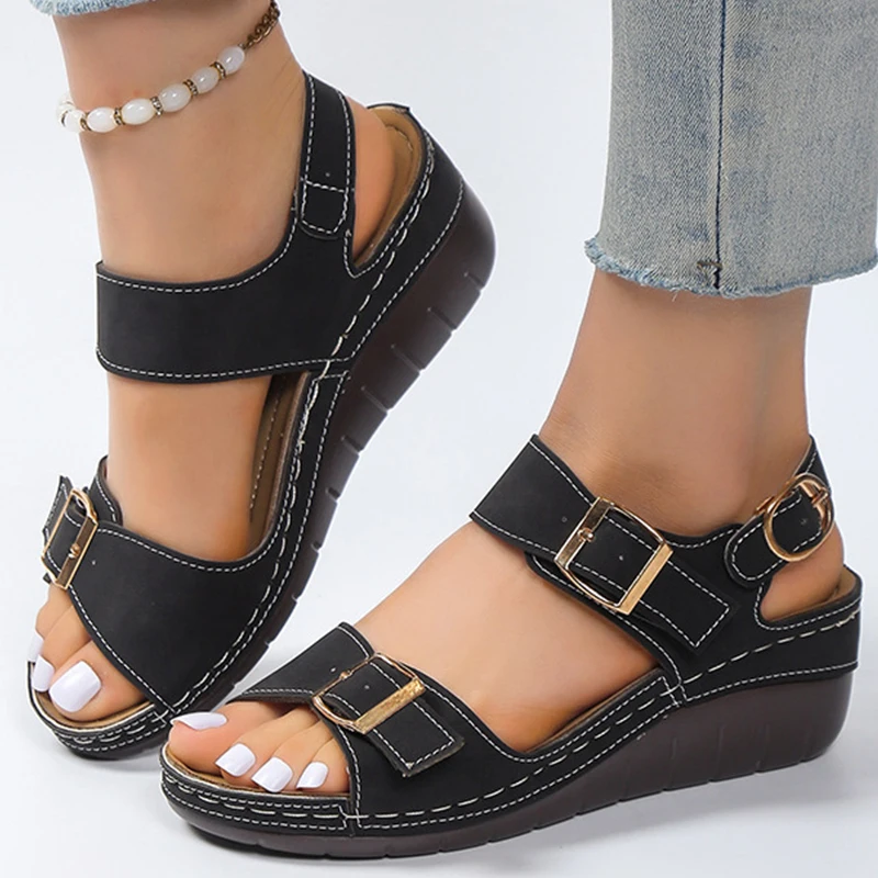 Women Sandals Wedge Heels Sandals For Summer Shoes Women Elegant Summer Sandalias Heeled Sandals Wedges Shoes Female
