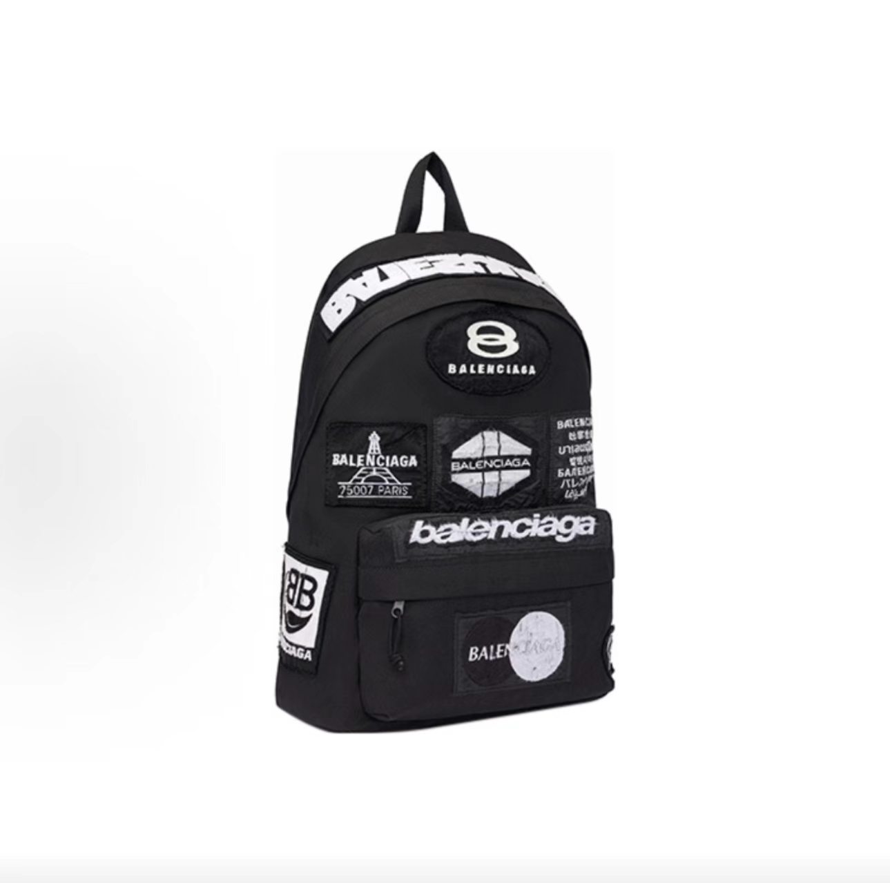 Balenciaga Explorer Multi Logo Patch Backpack Black