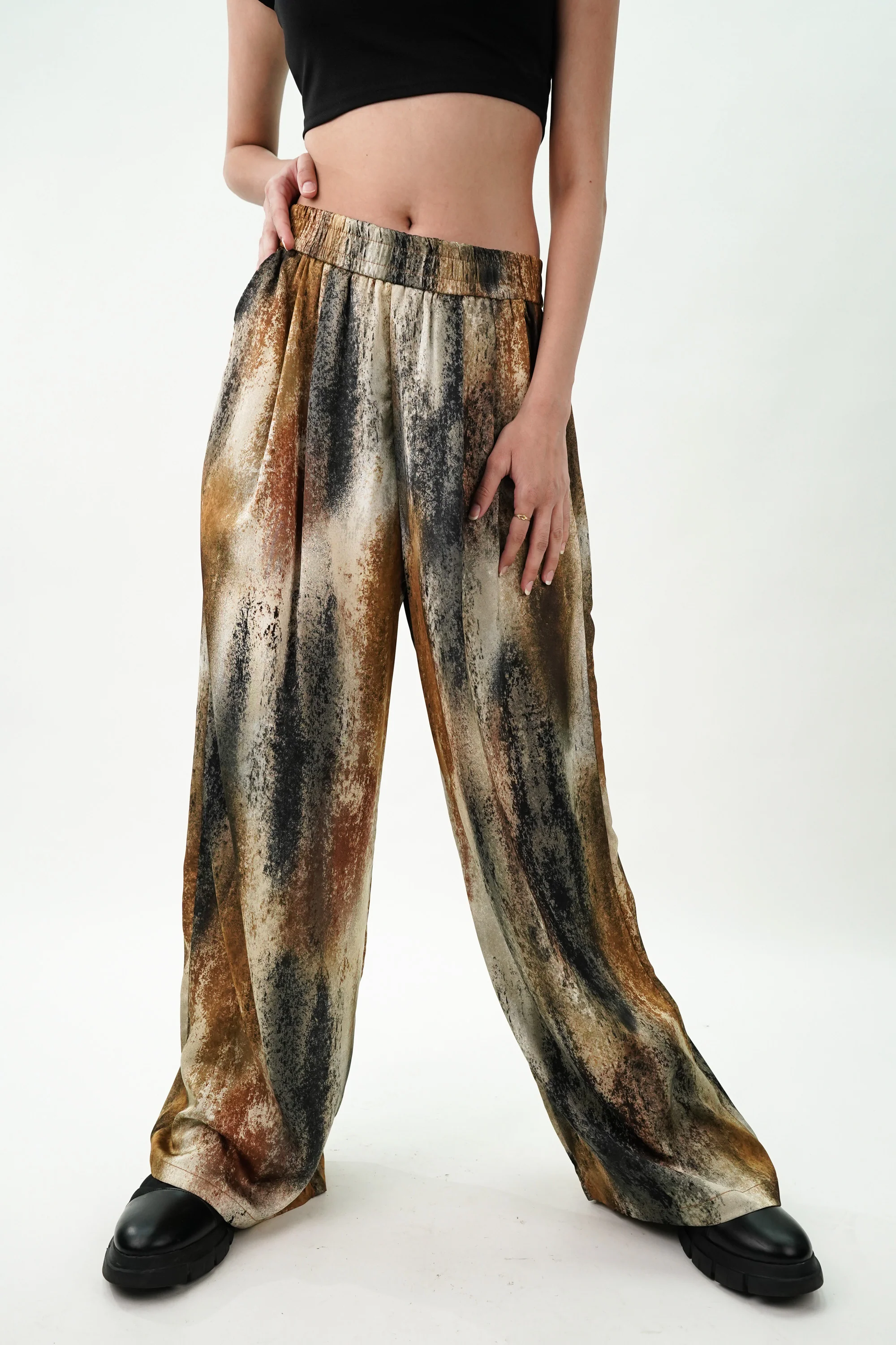 Warm Tone Wide leg Satin Pants