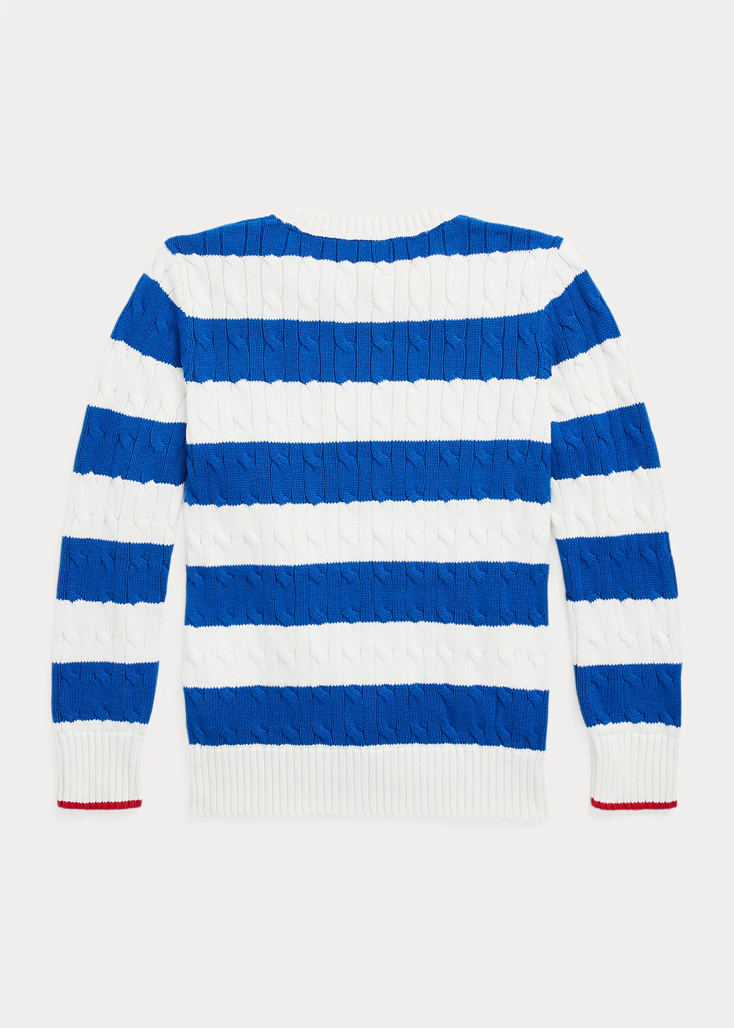 Striped Cable-Knit Cotton Sweater