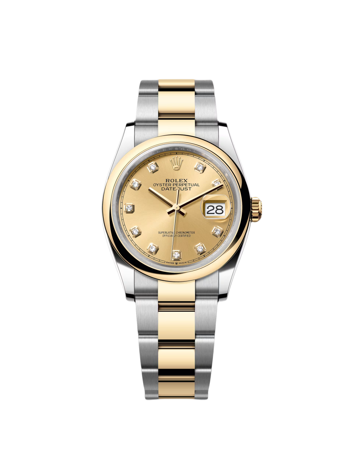[2026 Mirror Grade]RLX  Datejust 36mm 126203 Champagne Set with Diamonds Dial Domed Bezel Oyster Bracelet