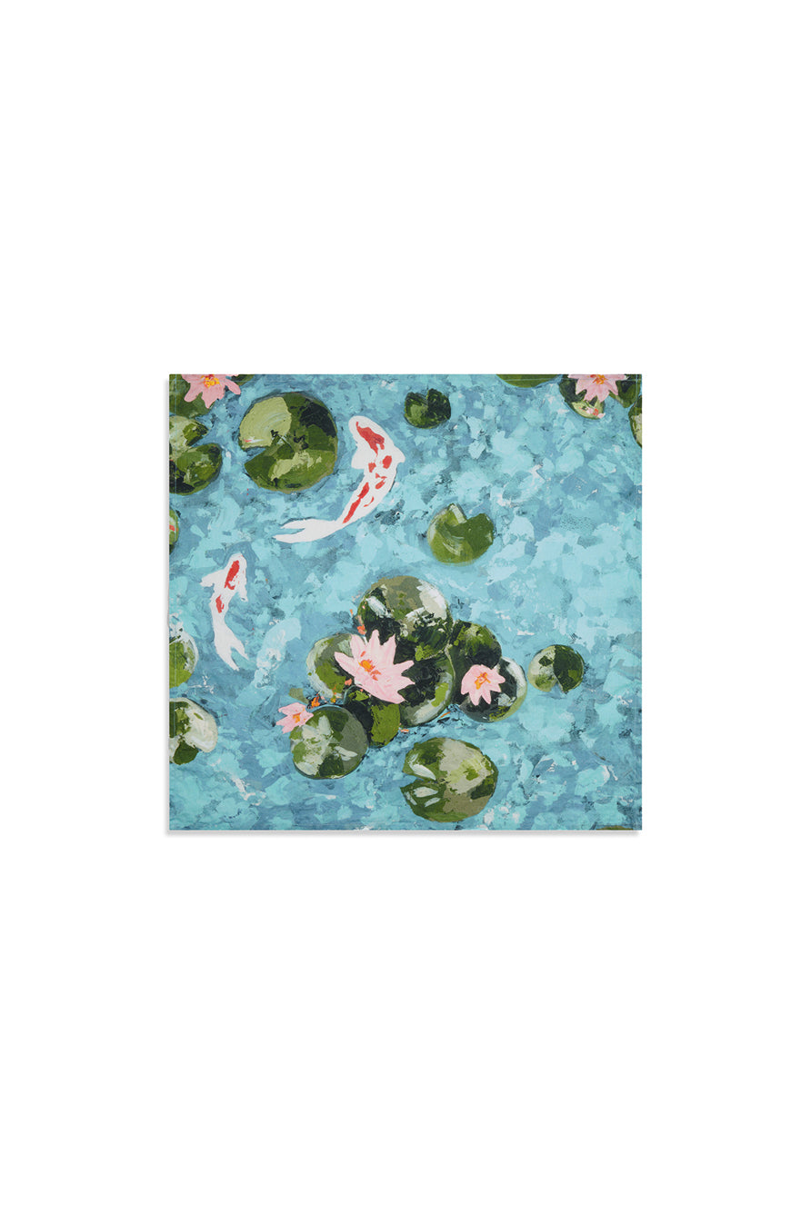 Linen Napkin with Water Lily Floral Print – 20″ x 20″