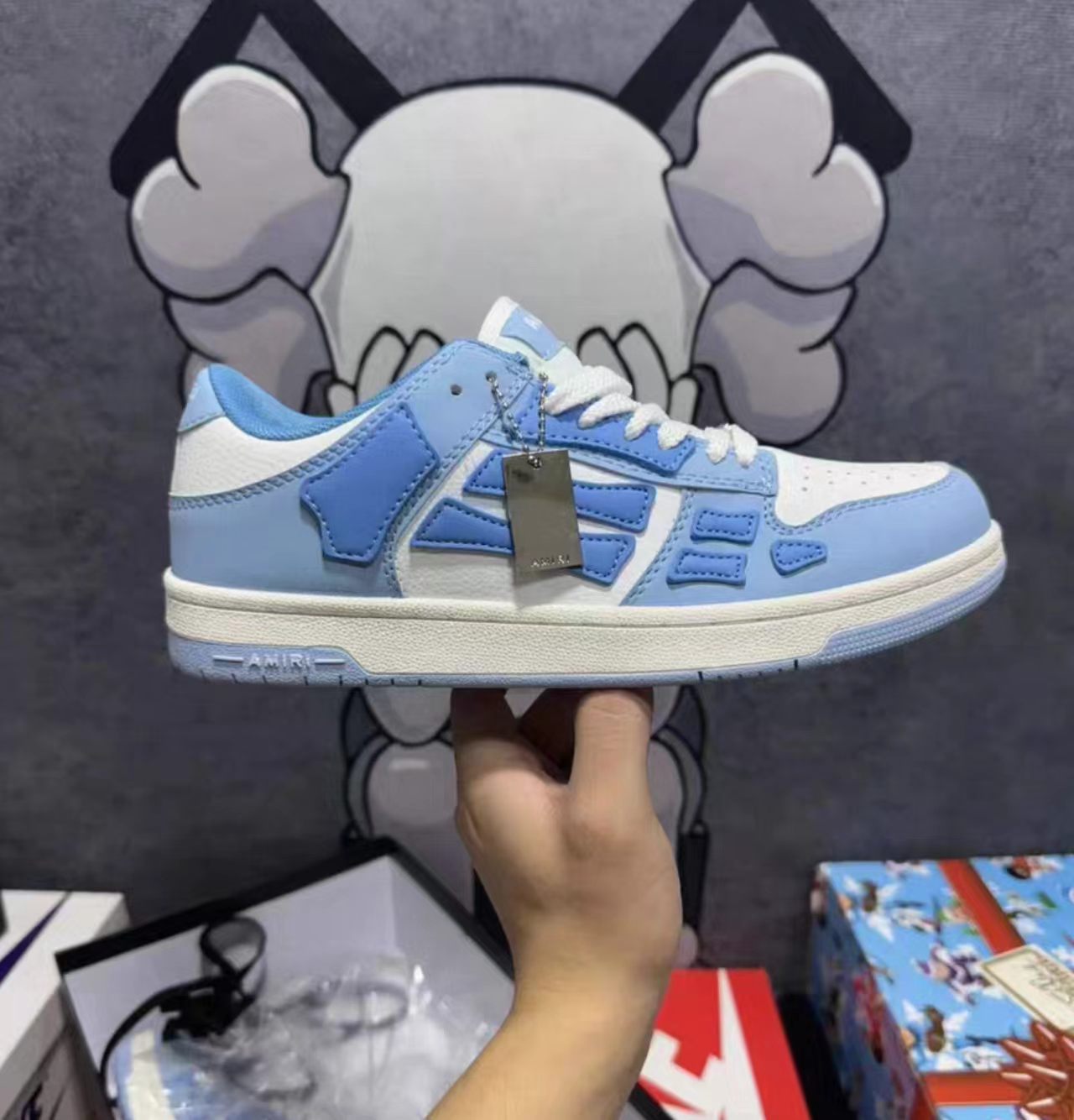 Amiri Skel Top Low Two Tone Light Blue White Sneakers