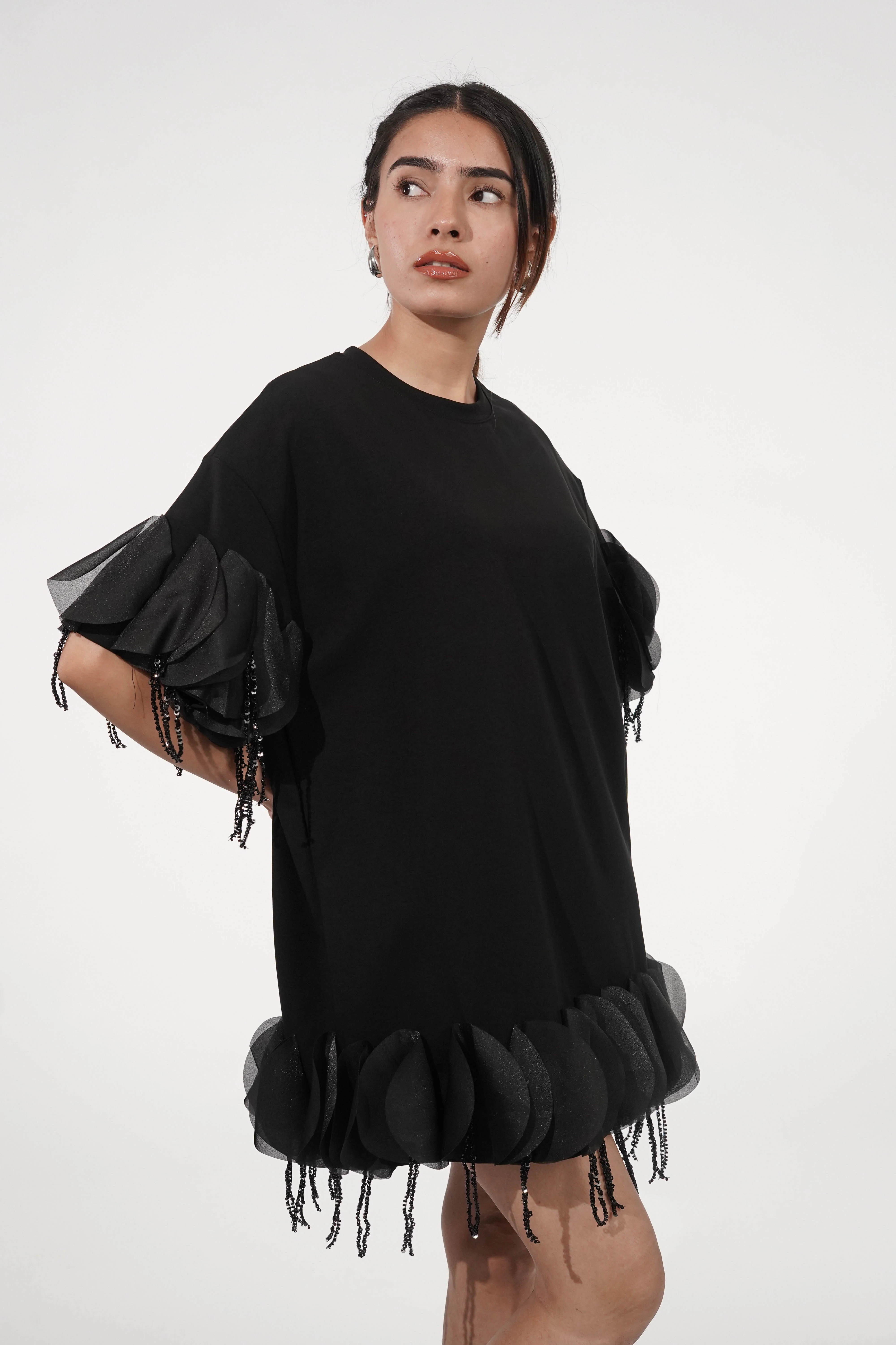 Stella Black Tasselled T-shirt