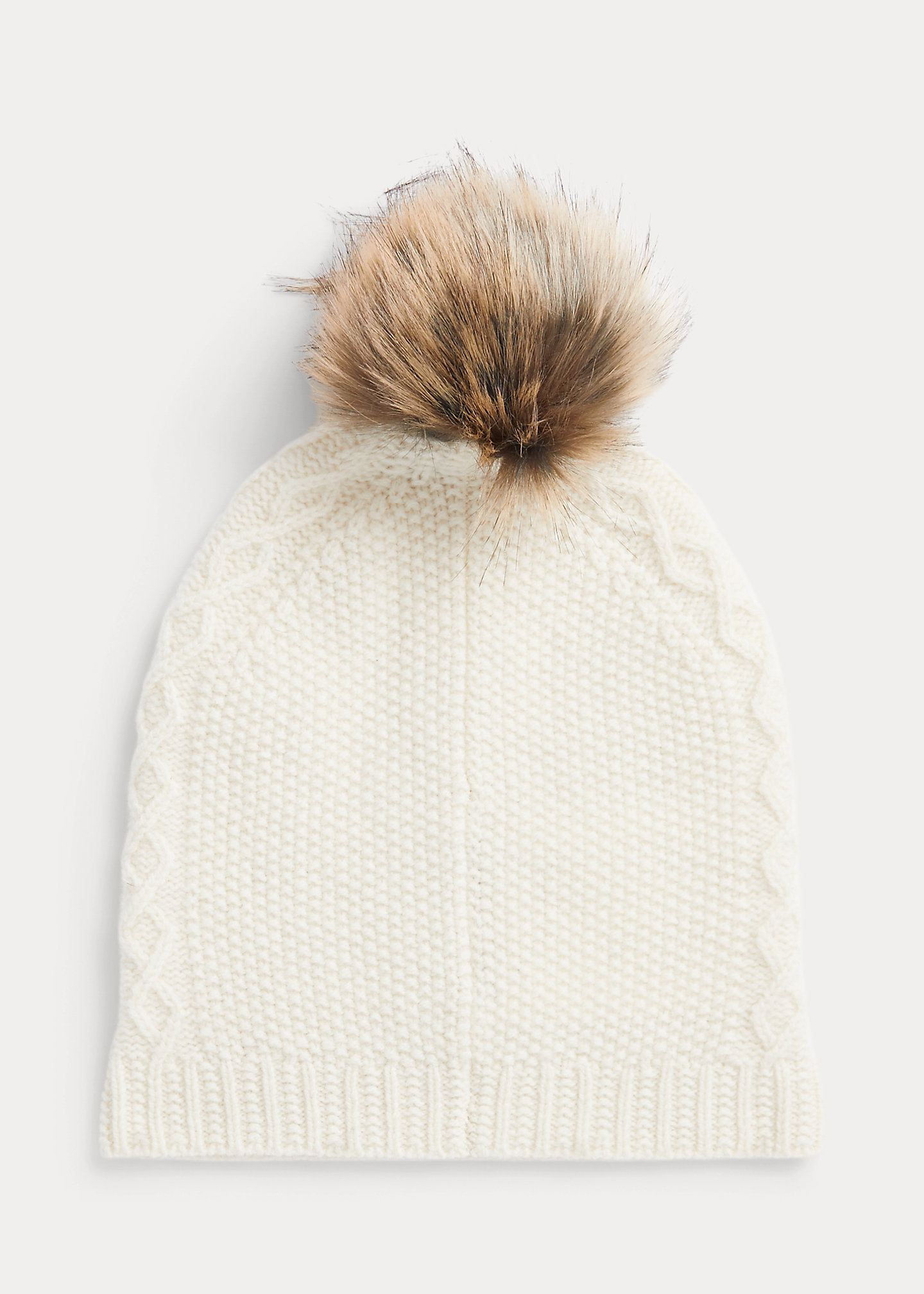 Aran-Knit Wool-Blend Pom-Pom Hat