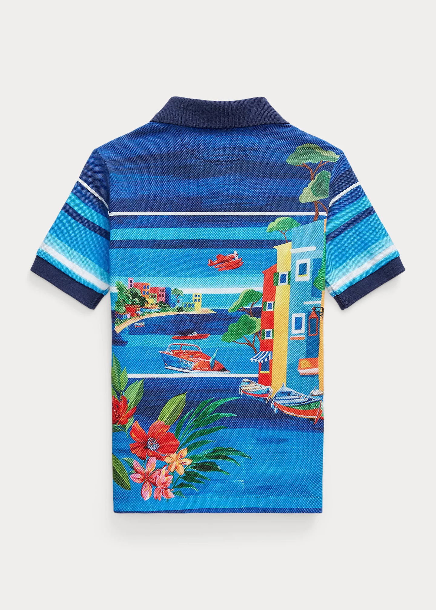 Cotton Mesh Graphic Polo Shirt