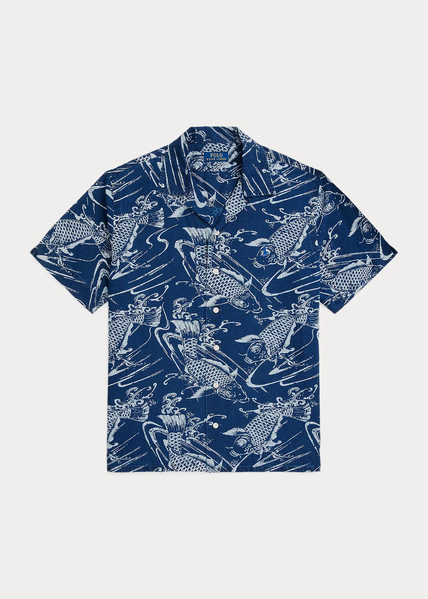 Classic Fit Koi-Print Cotton-Linen Shirt