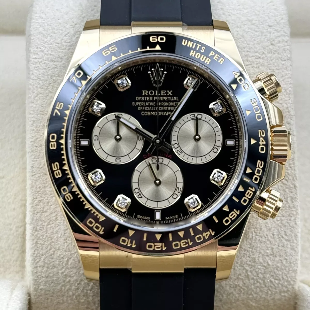 [2026 Mirror Grade]Rolex Daytona Yellow Gold / Ceramic / Black / Diamond-Set / Oysterflex  m126518LN-0006