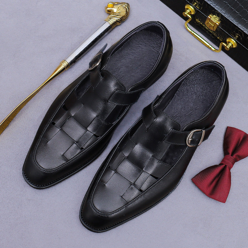 Buckle Open-Toe Business Casual Hollow-Out Dress Shoes 65129