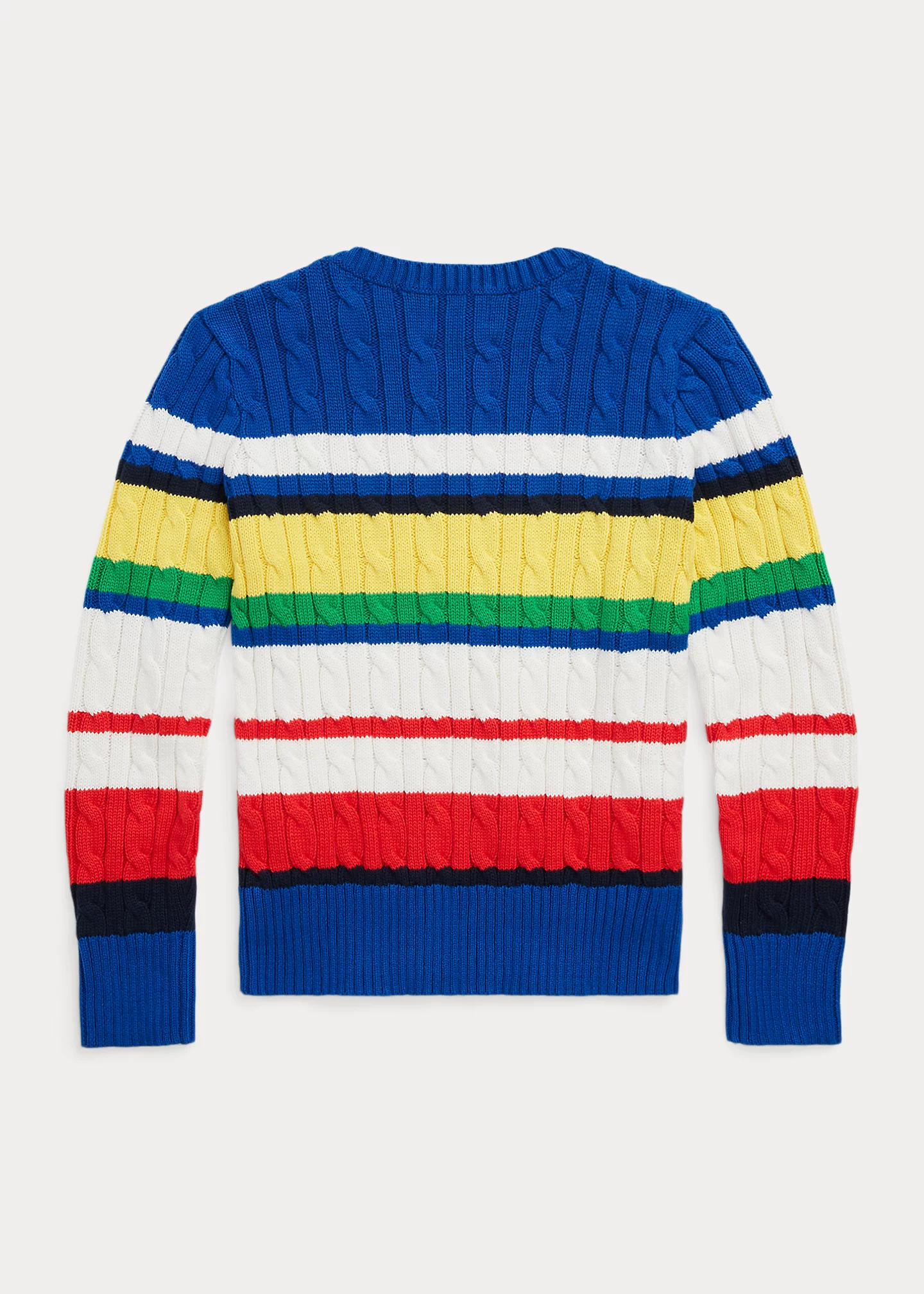 Striped Cable-Knit Cotton Sweater