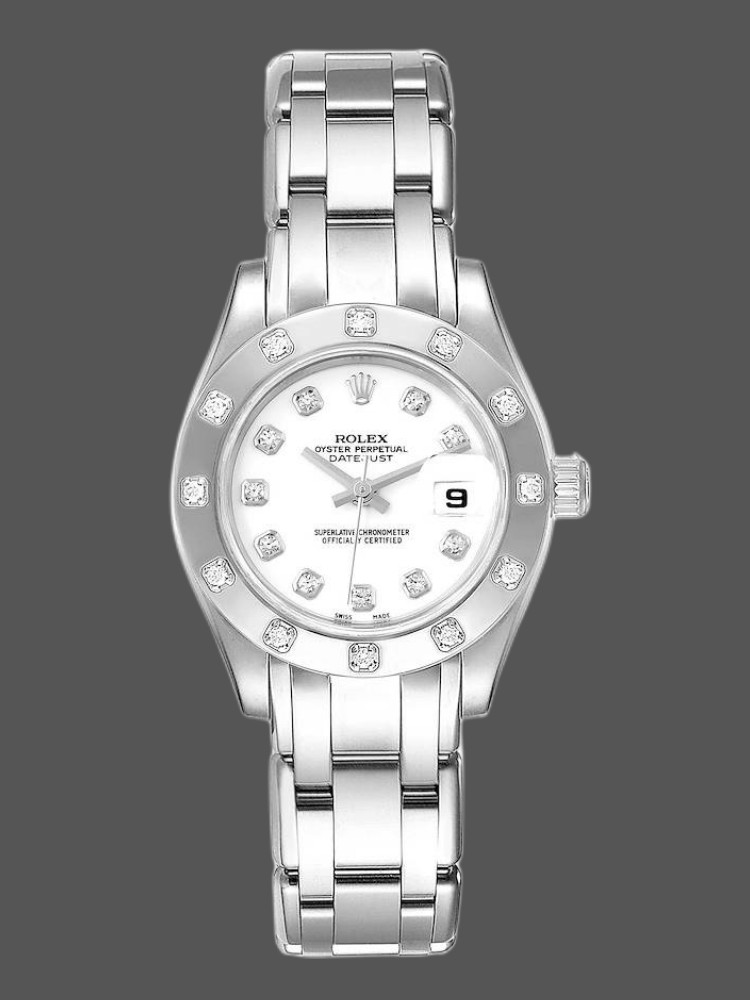 [2026 Mirror Grade]Rolex Pearlmaster 80319 White Dial Diamond 29MM Lady Replica Watch