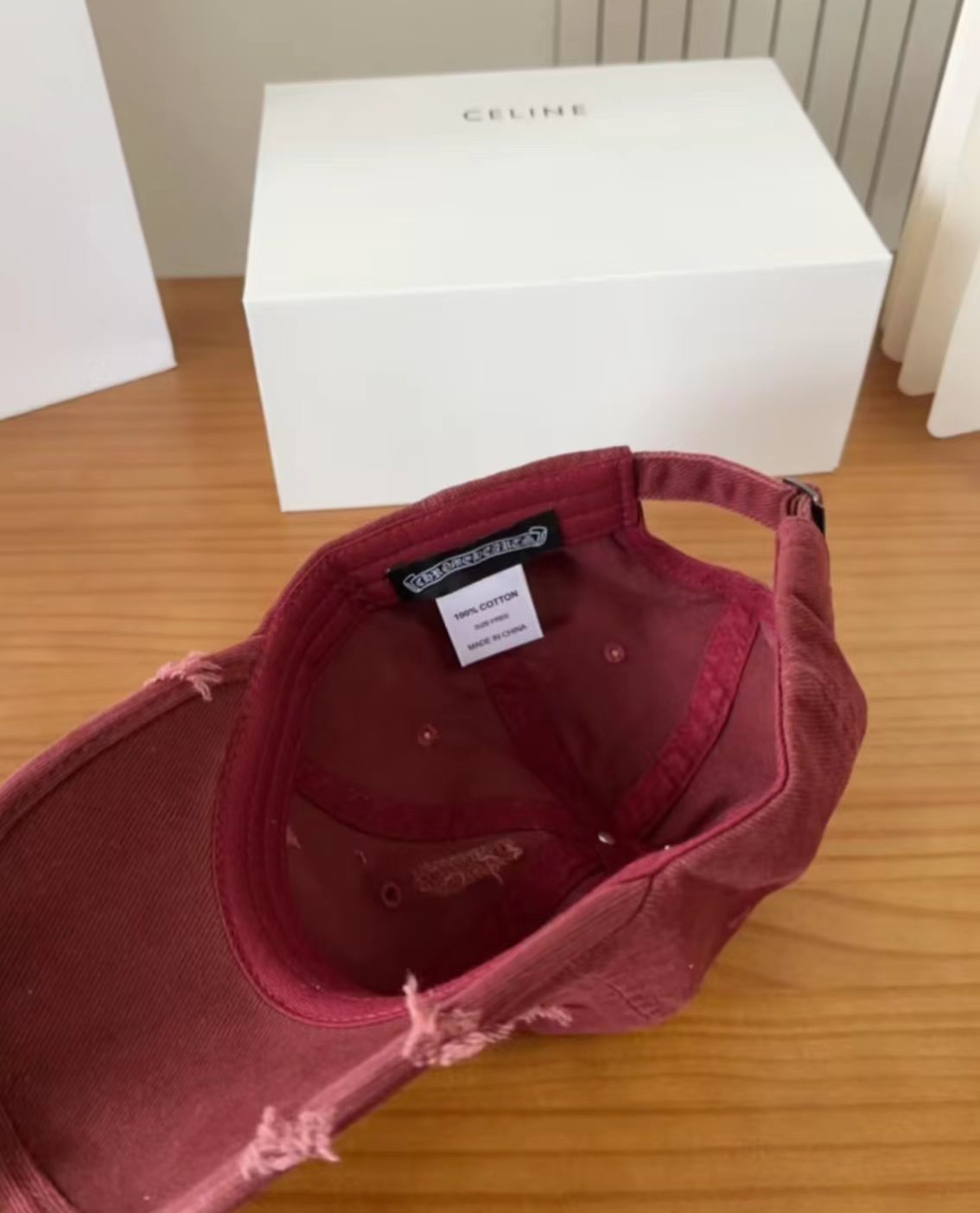 Chrome Hearts Gothic Cross Distressed Washed Denim Baseball Cap