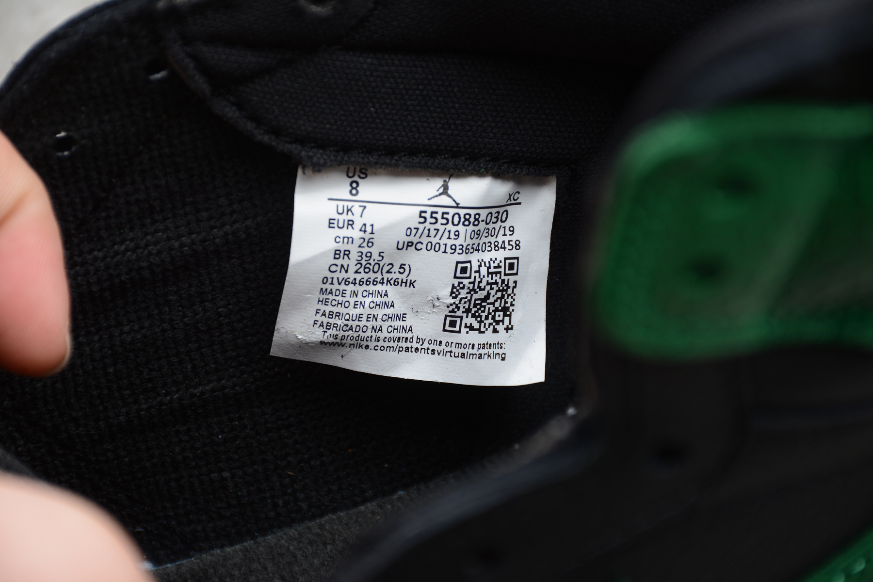 Air Jordan 1 Retro High OG Pine Green White Black Gym Red 555088-030
