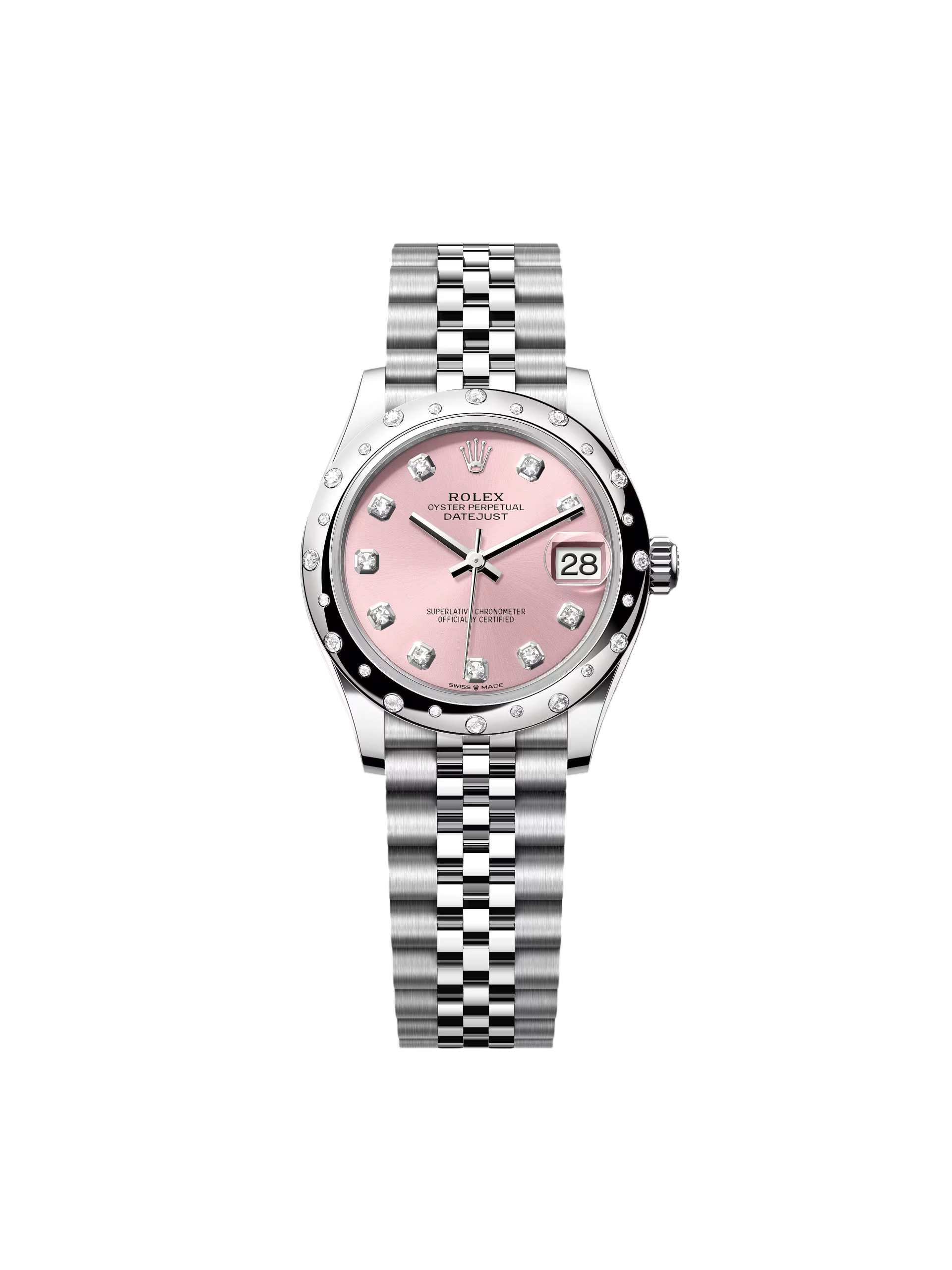 [2026 Mirror Grade]RLX Datejust m278344-0033/0034 Pink Dial 31mm Domed Diamond Oyster Watch