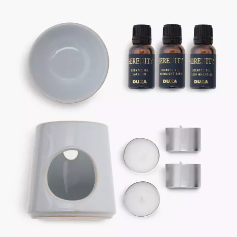 MARKA DUKA Zestaw kominek zapachowy z olejkami DUKA SERENITY 8 el. ceramiczny