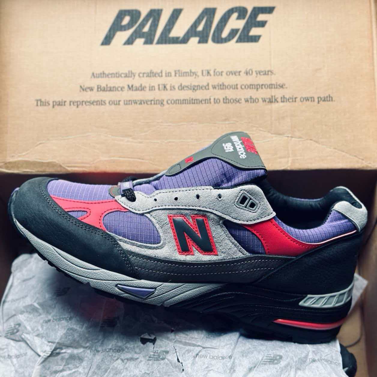 Palace × New Balance 991V1 Made in England 'Grape Juice'