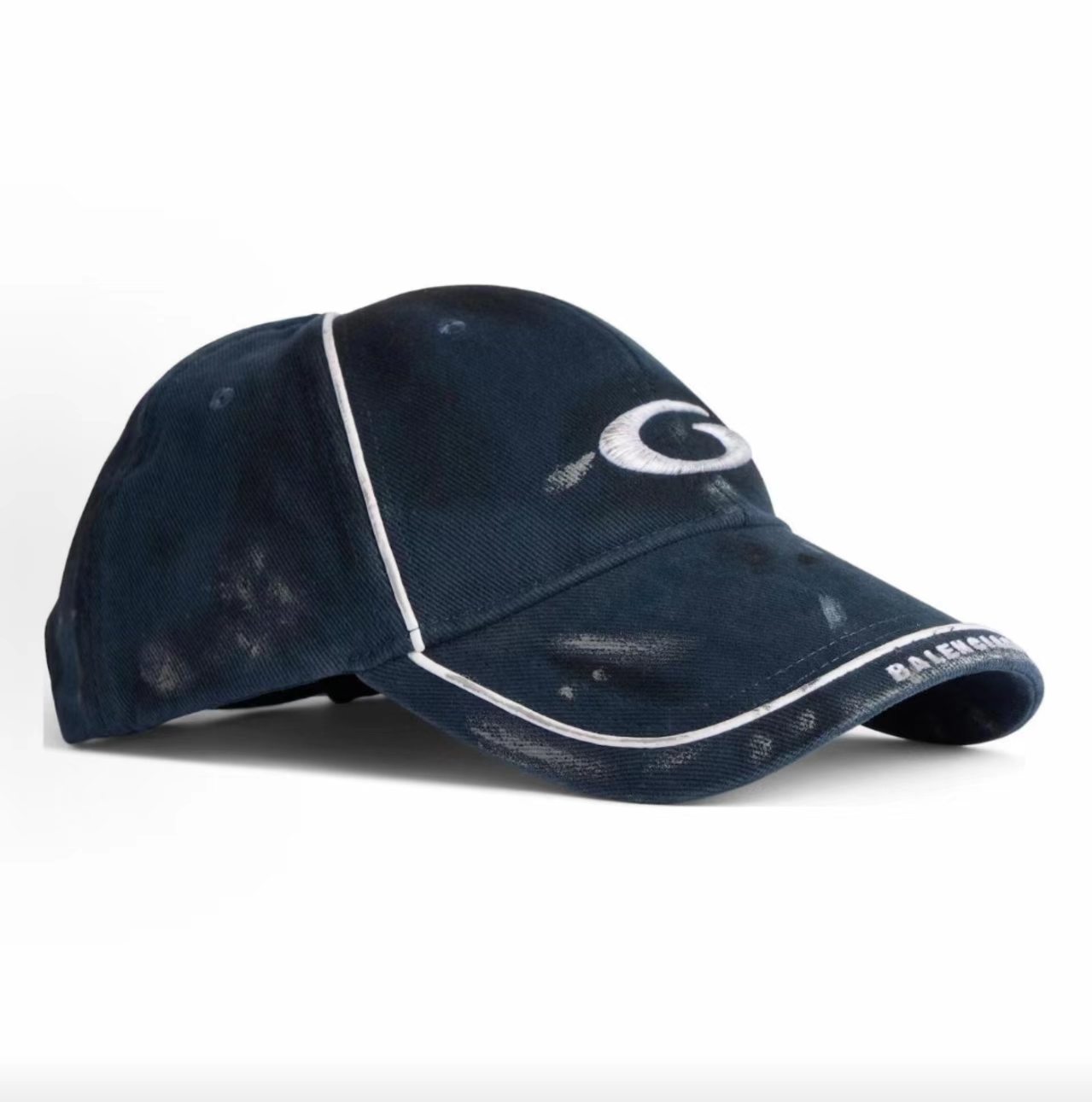 Balenciaga Vintage G Logo Navy Racing Baseball Cap