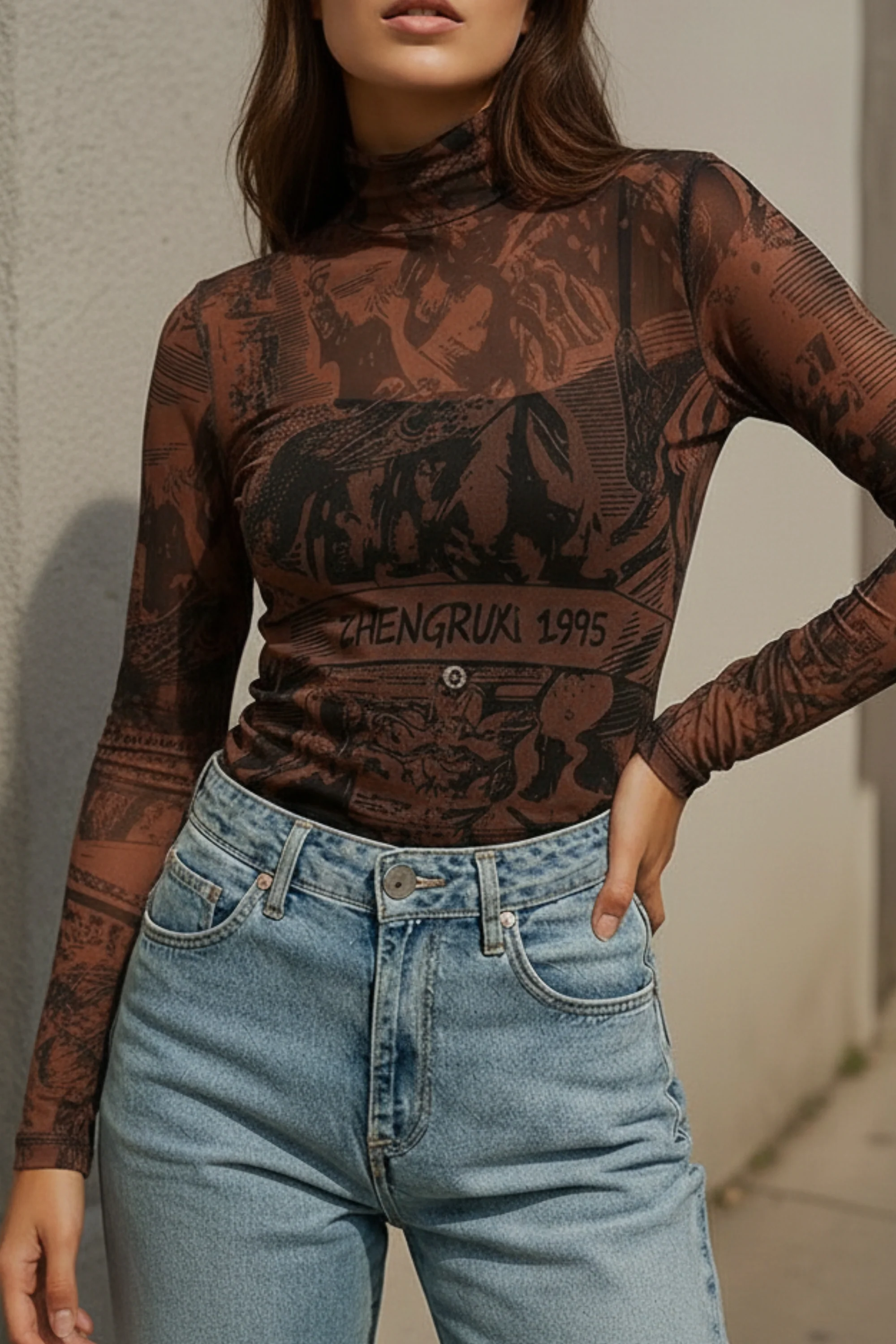 Dark Kapi Mesh Top