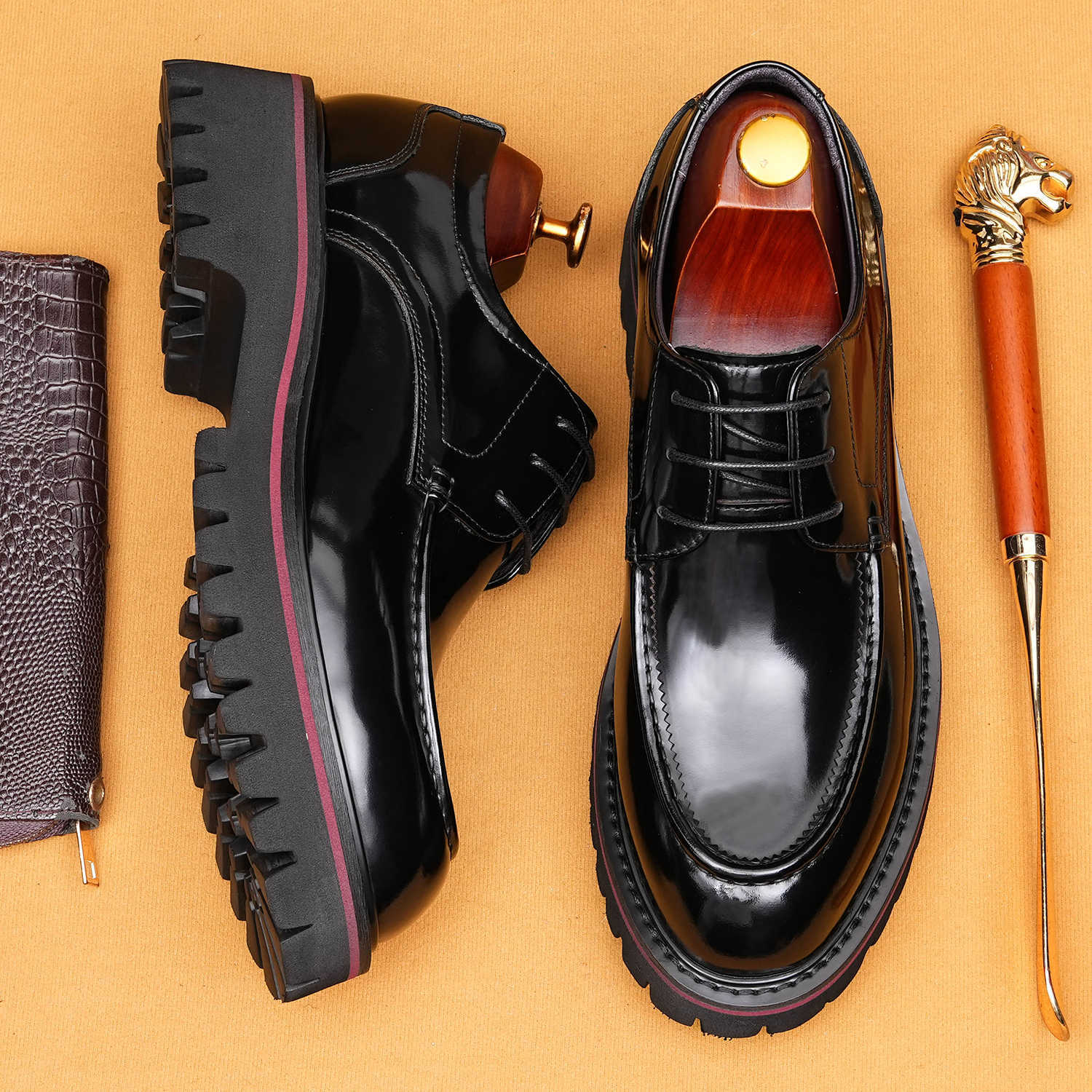 2026 New Men’s Patent Leather Business Derby Shoes 23730