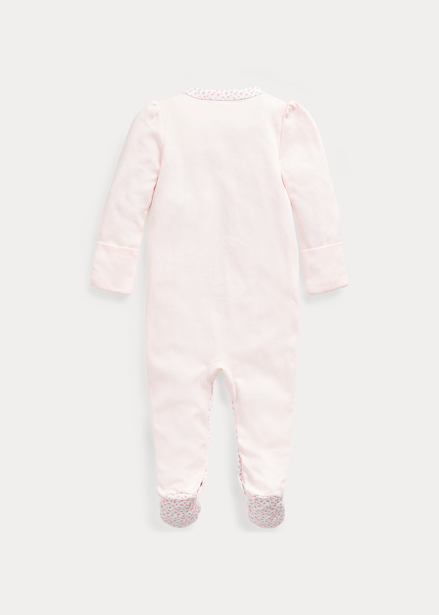 Floral-Trim Footed Coverall