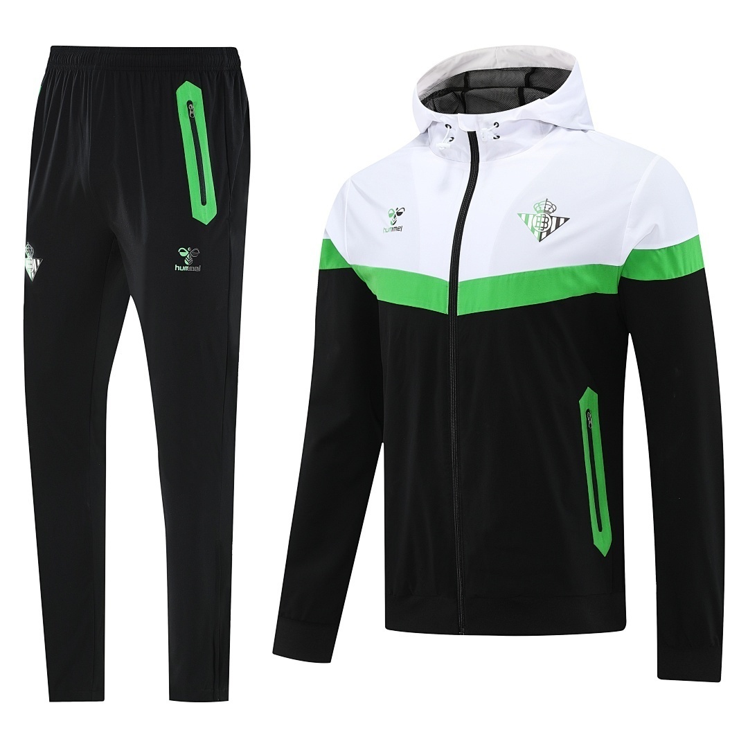 Real Betis Retro Hoodie Training Kit (Windbreaker+Pants) Green 2025/26