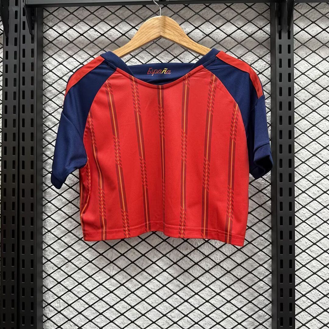 Spain Football Jersey Home Women's Crop Top World Cup 2026