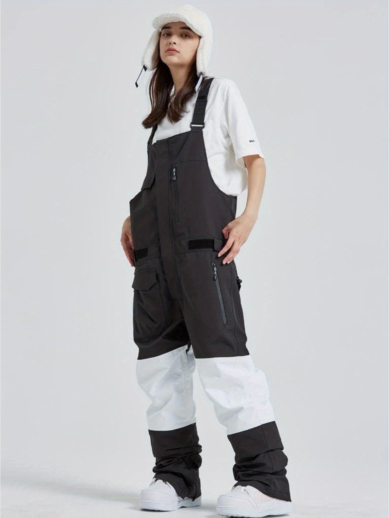 Waterproof Insulated Women’s Snow Bib Ski Pants, Tearproof Ski Jumpsuit for Winter Sports with Adjustable Shoulder Straps
