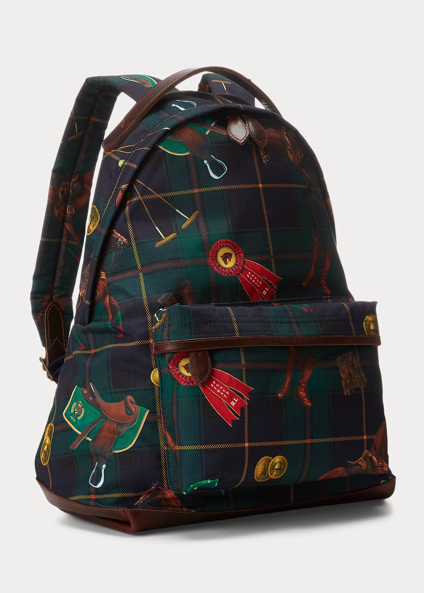Equestrian-Plaid Canvas Backpack