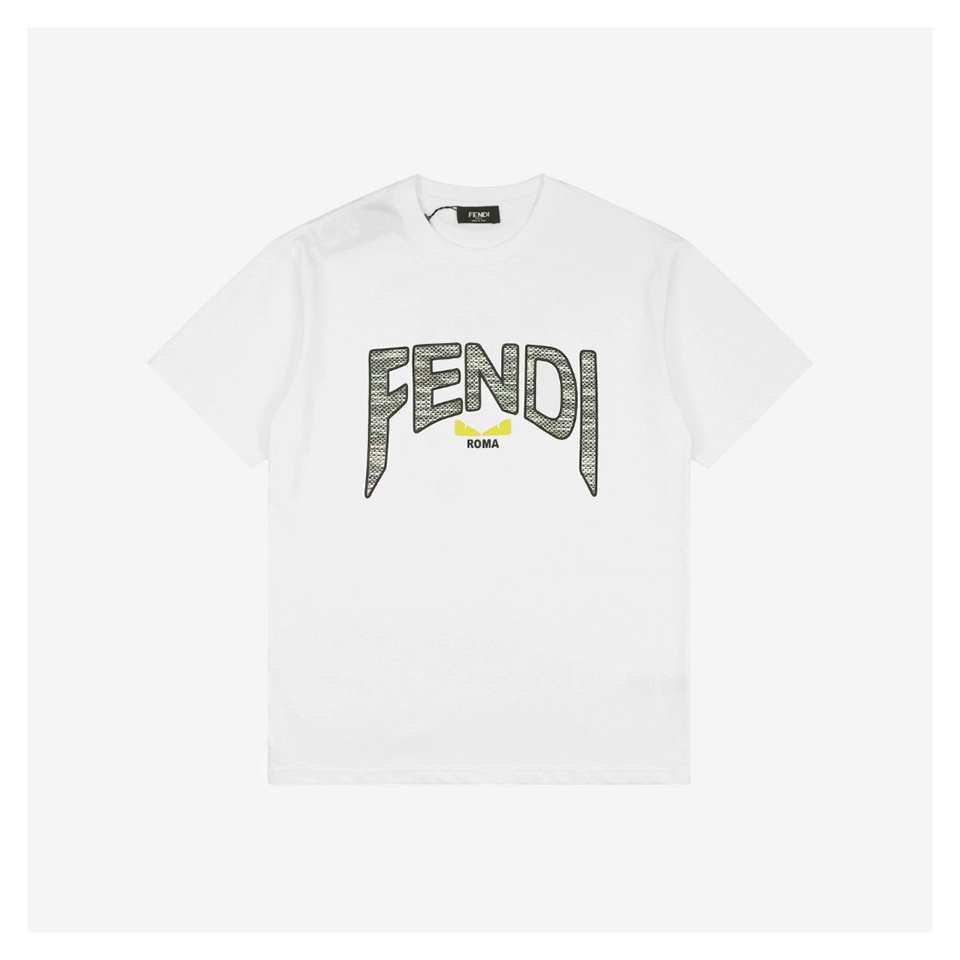 F Snake-Pattern Letter Graphic Cotton T-Shirt (Black/White)