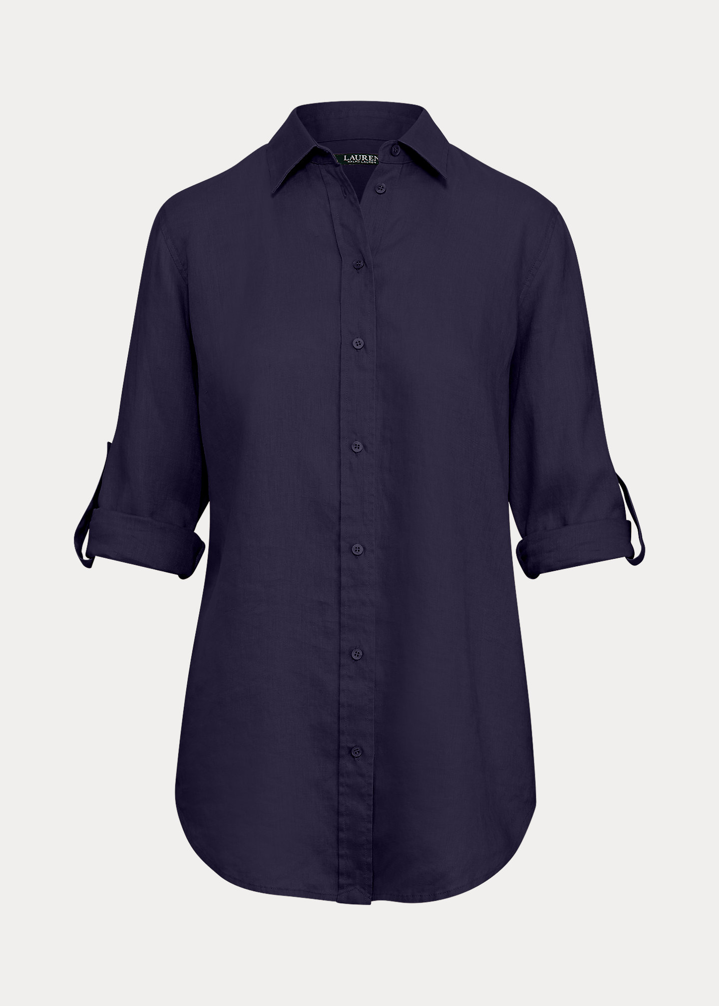 Relaxed Fit Linen Roll Tab–Sleeve Shirt