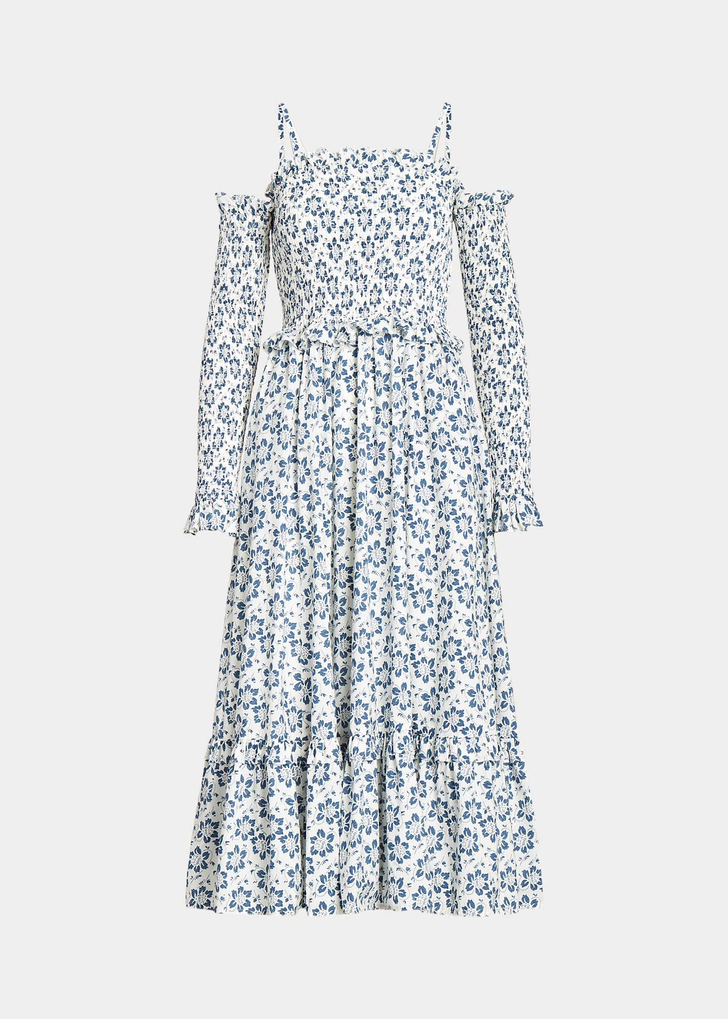 Floral Smocked Cotton Midi Dress