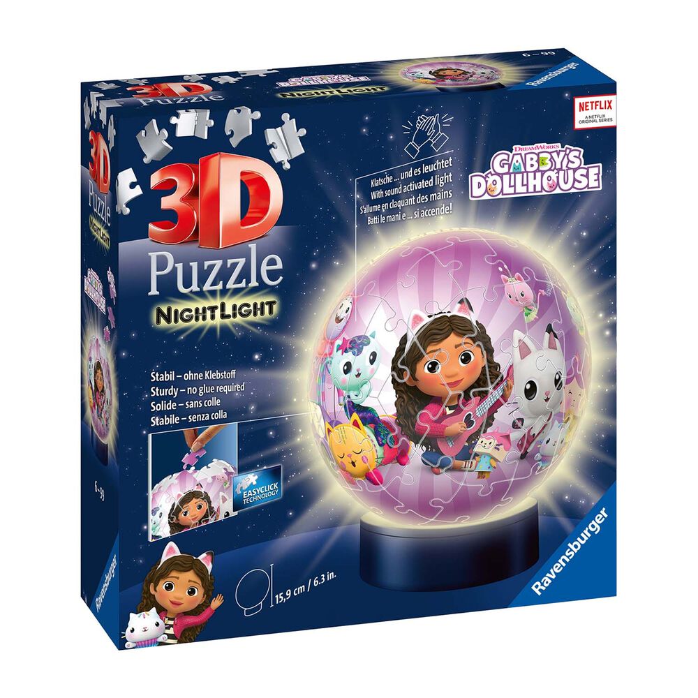 RAVENSBURGER Puzzle Ravensburger Koci Domek Gabi, świecąca kula 3D, 75 elementów