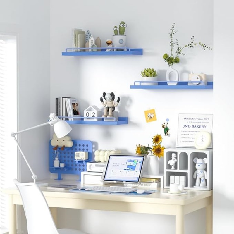 Blue Floating Shelves